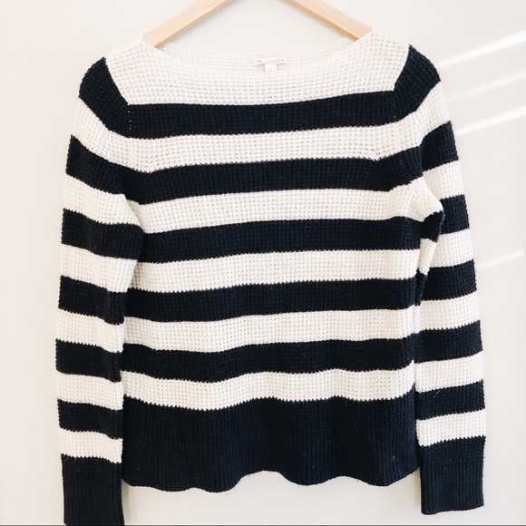 Gap Navy + Cream Stripe Knit Boatneck Sweater - Picture 2 of 3